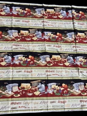 Wilmington Prints Al Dente Italian Pasta Fabric 48x44 Kitchen Cotton